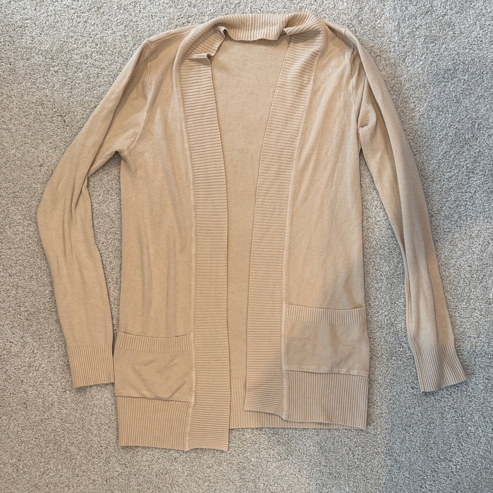 Women's Tan Open Front Cardigan Sweater